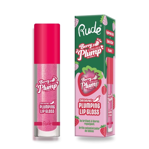 Rude Berry Plump Plumping Lip Gloss Chilli Extract Cotton Candy Paraben Free - Picture 1 of 3